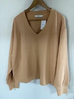 オレンジ Vネック カットソー L