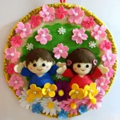 フェルト　❀春のリース❀