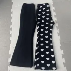 ハート柄無地フレアパンツセット