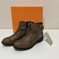 ELLE PLANET 軽量　 ショートブーツ　 LL ブラウン/チェック