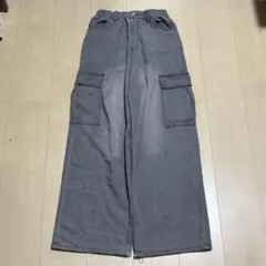 メンズ ワイドカーゴパンツ グレー　ストリートのサムネイル