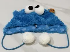 USJ クッキーモンスター キャラクター帽子　フワフワフリース　ポンポン　被り物