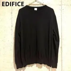 EDIFICE コットンニット　クルーネック　薄手細番手　ブラックのサムネイル