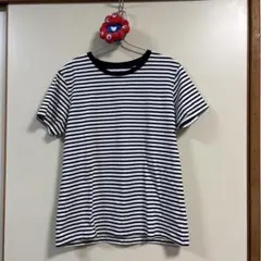 無印良品 ボーダー半袖Tシャツ ブラック×ホワイト XLのサムネイル