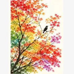 ポスター　アートポスター　紅葉　もみじ　秋 A4
