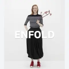 0【美品】ENFOLD ハイゲージリブランダムボーダープルオーバーニット