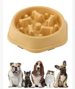 【ラスト1】早食い防止 犬猫　フードボウル ペット用食器 窒息・嘔吐対策　黄色