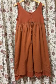レア❣️ 新品　 SM2 オレンジ　リネン　ノースリーブ　ロング　ワンピース　綿麻