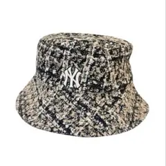 MLB ツイード バケットハット バケハ ヤンキース ロゴ 刺繍 韓国製