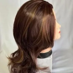 自然 ハイライト インナーカラー 部分ウィッグ 人工皮膚 耐熱ファイバー