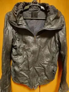 フード付きレザー グレー　domenico+savio