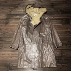 レザーコート フーディ 古着 90s 80s ビンテ オーバーコート パーカー