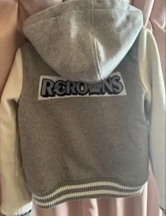 ☆RODEOCROWNS☆フード付きスタジャン グレー/ホワイト