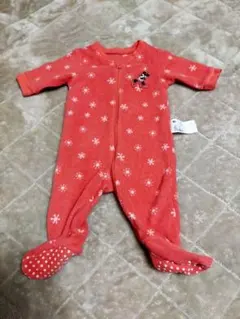 ユニクロ ベビー ロンパース フリース 赤 60サイズ ミニー