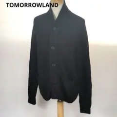 トゥモローランド メンズ ブラックリブ編み カーディガン ウールシルク 美品