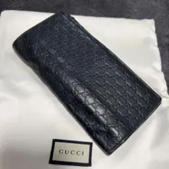 GUCCI ブラックレザー 長財布 GGパターン