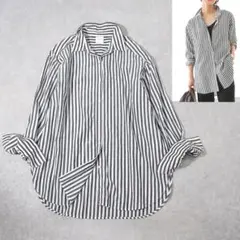 Spick&Span エアリーチュニックシャツ ストライプ F ブラック系