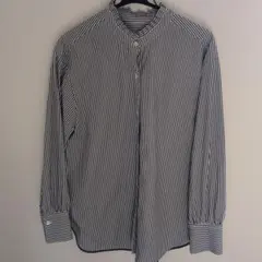 グリーンレーベルリラクシングストライプ長袖シャツ フリル襟