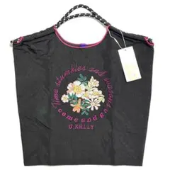新品 D.KELLY 刺繍 トートバッグ DK-BC-508 花 フラワー 黒