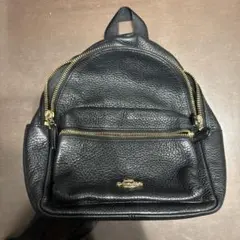 COACH ブラック　レザー　リュック