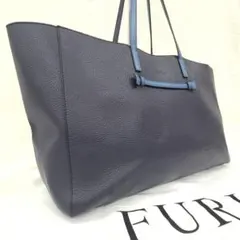 大容量 フルラ リバーシブル レザー トート ネイビー ブルー メンズ A4