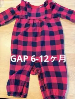 baby GAP 赤黒チェックロンパース 6-12ヶ月