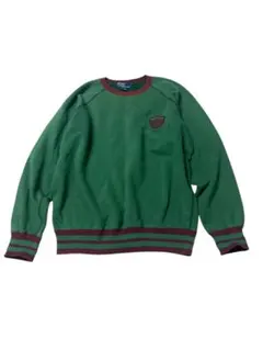 e235☆POLObyRalphLAURENポロエンブレム付き緑トレーナー