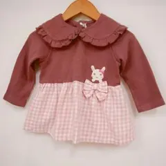 coeur a coeur ワンピース 80 ウサギ刺繍付きピンク