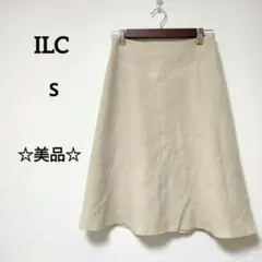 美品☆【ILC　アイエルシー】ひざ下丈フレアスカート　S　裏地あり　1035