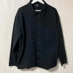 【美品】ユニクロ ミラノリブシャツカーディガン ブラック 無印 MUJI XL