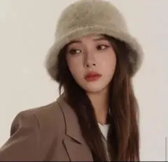 冬物一掃SALE バケットハット　茶色　ふわふわ　もこもこ　冬　き16