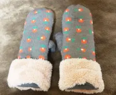 【未使用品】ブラウン 小花柄 手袋 ミトン