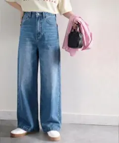 classical elf ライトブルーデニムワイドレッグパンツ