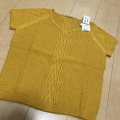 タグ付き新品　マドモアゼルノンノンパパス　Ｌ　半袖ニットTシャツ　綿　リネンのサムネイル
