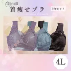 シームレスブラ ノンワイヤー 4L ブラック系 3枚セット ナイトブラ 着痩せ