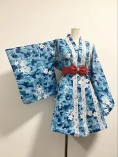 革レース 浴衣ドレス ロリィタ 和ロリ フリル 清楚 甘め 量産 地雷