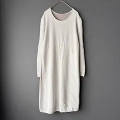 上品✨ユナイテッドアローズ バック切替ワンピース ワッフルニット グレージュ