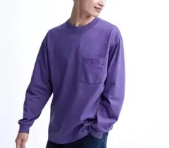 美品★ ユニクロ ウォッシュコットンクルーネックTシャツ 長袖 M 男女兼用