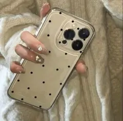#1020 iPhone16plus ケース ドットクリアケース iPhone