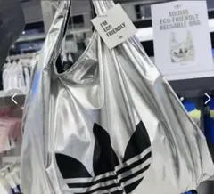 adidas アディダス 韓国限定 エコバッグ シルバー トレフォイルロゴ