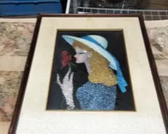 油彩画 花を持つ女性 額装 | Mercari