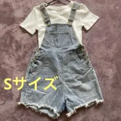 新品✨ライトブルー デニム サロペット デニムショートパンツ 調節可能