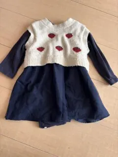 プティマイン　いちご柄セーター付きワンピース