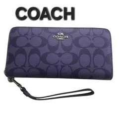 新品✨ COACH 長財布パープル ストラップ付 シグネチャー ユニセックス