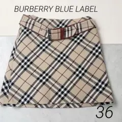 BURBERRY BLUE LABEL ノバチェック　タイト　ベルト付き　36