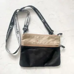 Champion サコッシュ ベージュ×ブラック ナイロン メッシュ ショルダー