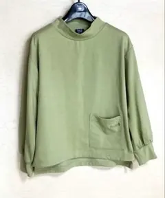 ジュンコシマダPART2 オリーブグリーン トレーナー LLハイネック暖か素材