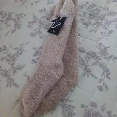 ジェラートピケ ルームソックス ブラウン 耳付き もこもこ靴下