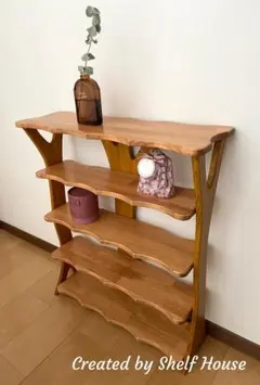 樹木デザインの木製シェルフ 初夏｜ハンドメイド棚 ナチュラル