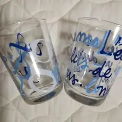 英字 ガラスコップ【2個】